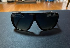 QUAY Australia Shield Sunglasses CENTER STAGE Black / Sleek Ink Blue to Taupe