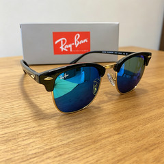 Ray-Ban RB3016 Sunglasses Clubmaster Classic Black Frame Blue Lens 51 mm