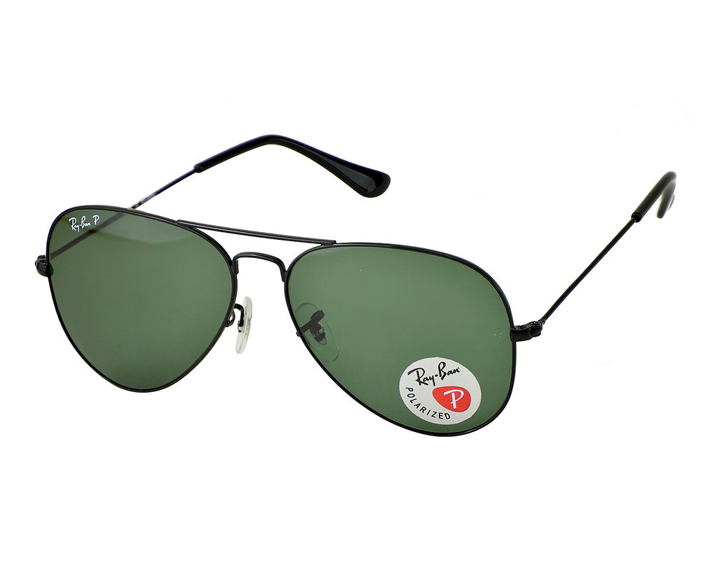 Ray-Ban B3025 Aviator Classic Black Frame Polarized Green Lenses 58mm Unisex