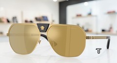 VERSACE VE2294 10025A Gold Brown Mirror Gold 61 mm Men’s Sunglasses