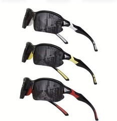 3pcsPolarized Mens Wrap Around Fashion Sunglasses Fishing Running Sport Glasses