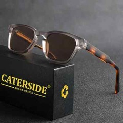 CATERSIDE Retro Square Sunglasses Men Punk Small Frame Brand Designer Sun