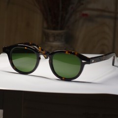 Vintage 1960s sunglasses men Johnny Depp tortoise glasses green glass lens UV400