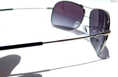 Ray Ban Polished Silver Pilot GRADIENT Grey To Blue Lens Sunglass RB 3267 003/8G