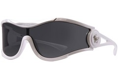 Versace VE4475 314/87 Sunglasses Men’s White/Dark Grey Shield Wrap Style 42mm