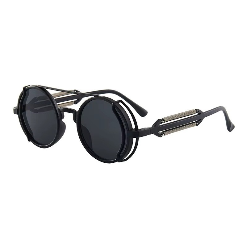 Retro Gothic Steampunk Round Sunglasses Men Women Circle Frame Sun Glasses