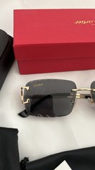 Cartier Big C Diamond Cut black Frameless Lens Gold Frame