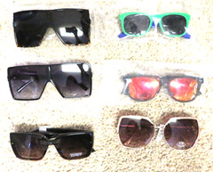 Lot of 6 pairs of Unisex Sunglasses, New in plastic bags or with tags, nice lot