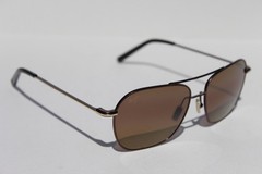 MAUI JIM Mano POLARIZED Sunglasses H877-01 Dark Brown Gold Stripe/HCL Bronze NEW