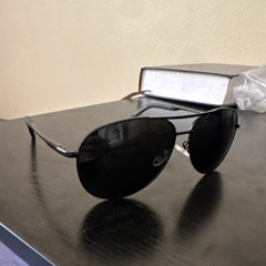 Men’s Aviator Sunglasses Black Metal Frame Solid Pattern Tinted Lenses