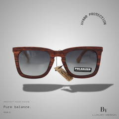 Fashion Square Sunglass Unisex Man Women Wood Grain Frame UV400 Polarized