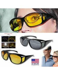 Tac HD Day Night Vision glasses Men Unisex Driving Wraparound Fit Over Sunglass