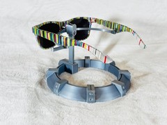 Custom PixelVivid Multicolor Solid Stripe Sunglasses with Blue Mirror Lenses