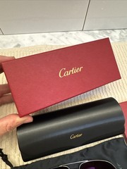 Cartier CT0110S 011 Pilot Aviator Sunglasses Ruthenium Gray 60-14 New Box