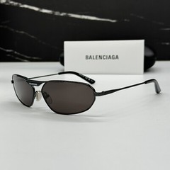 NEW BB0245S 001 BALENCIAGA BLACK METAL OVAL UNISEX BALENCIAGA SUNGLASSES