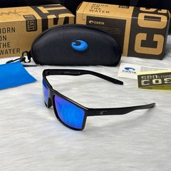 Costa Del Mar Fishing Sunglasses Matte Black Blue Mirror Polarized 580P