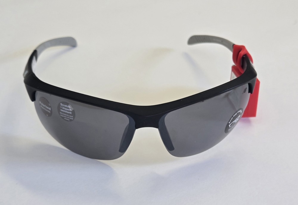 New Balance Polarized Wrap Sunglasses Black Frame Gray Lens 100% UV Protection