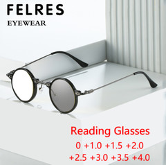 New Men Women Round Photochromic Reading Glasses Outdoor Personality Sunglasses