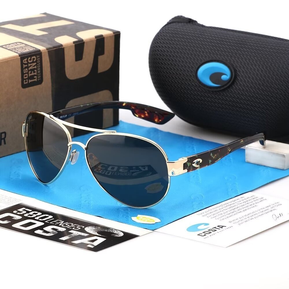 Costa Del Mar South Point Gold Frame Grey Polarized 580P Sunglasses