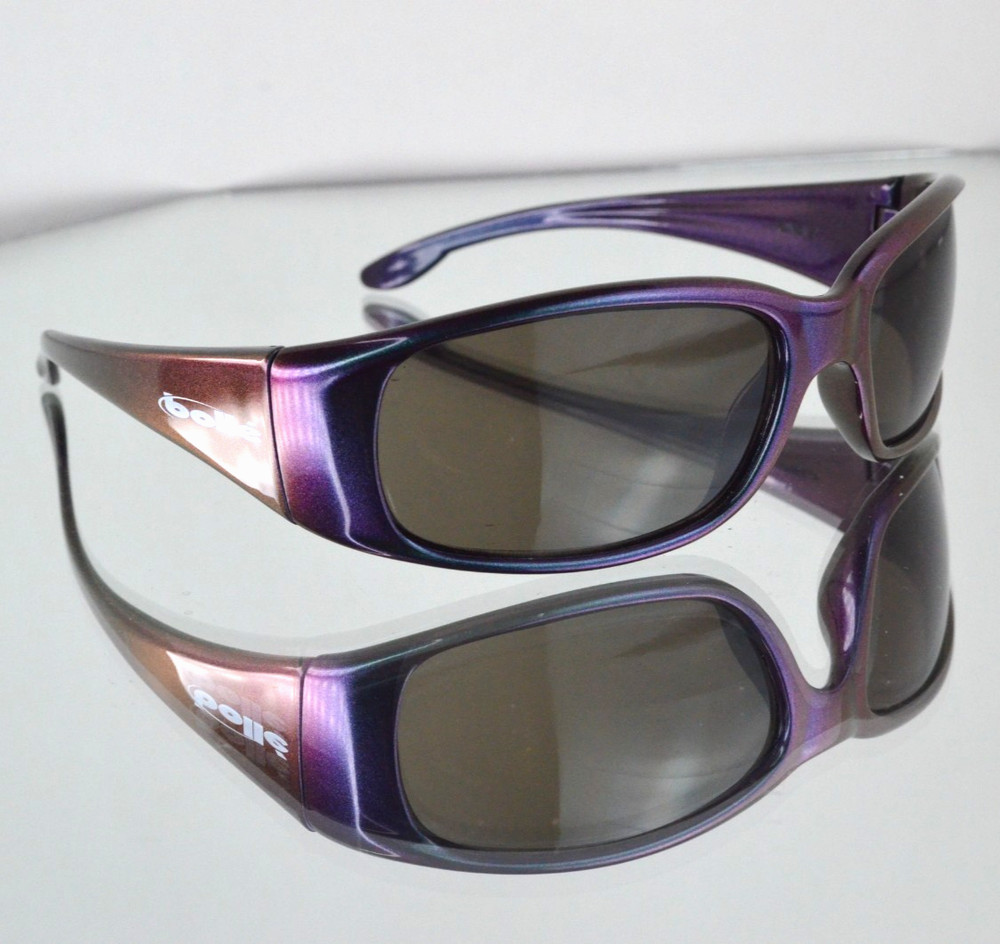 INSANE Bolle “Habu” Wrap Sunglasses Iridescent Purple/Blue Y2K France Vintage