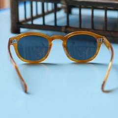 Mens black polarized sunglasses Johnny Depp blonde acetate glasses black lens