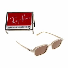 RAY-BAN SURI SQUARE SUNGLASSES CLOUDY WARM WHITE CREAM DARK BROWN RB4455 680873