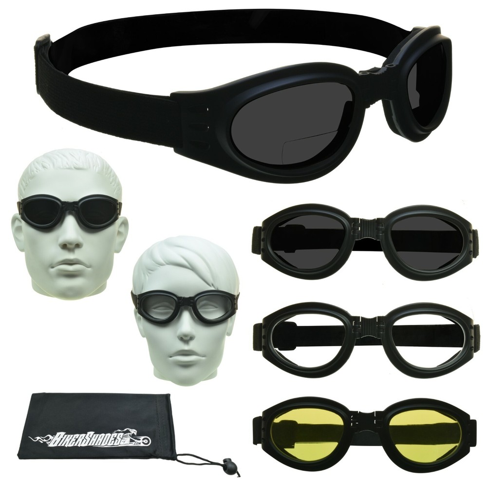 Bifocal Sunglass Goggles Motorcycle Foldable Sport Wrap Glasses Windproof Foam