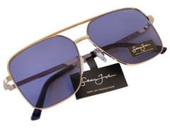 Sean John Silver All Metal Frame Aviator Sunglasses with Grey Blue UV Lenses NWT