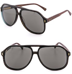 GUCCI 1042 Gg1042S Brown Wood Print Aviator Unisex Flex Arms Sunglasses 003
