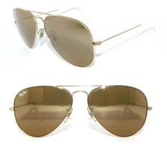RAY BAN SUNGLASSES GOLD BROWN RB 3025 001/3K 58 AVIATOR MIRROR PILOT CASE