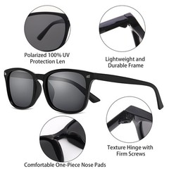 JATEBI 3 Pack Polarized Sunglasses for Men and Women Glare Black/Yellow/Blue