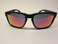 Oakley Holbrook Sunglasses Matte Black Frame Red Positive Iridium Lens OO9102-36