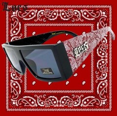 Men’s Motorcycle Biker Hardcore Gangster Locs SUNGLASSES Large Red Bandana Frame