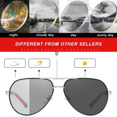 Aluminium HD Polarized Photochromic Sunglasses Pilot Men Driving Glasses Eyewear