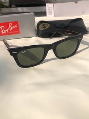 Ray-Ban RB2140 Original Wayfarer Black Sunglasses G-15 Green 50-22 BRAND NEW NWT