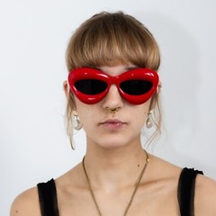 Y2K kiss kiss oversized sunglasses in hot red & black