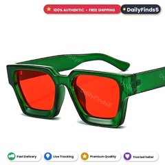 Retro Rectangle Sunglasses for Women Men Chunky Square Thick Frame Glasses UV400