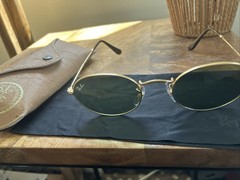 Ray Bans Oval Metal Sunglasses Gold Frame Green Lens with Case Free Shipping New