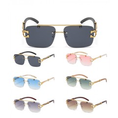 Mens Sunglasses Hip Hop Quavo Migos Rimless Gold SQUARE Frame Diamond Cut Lens