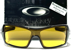 NEW Oakley OIL RIG Polished Black GALAXY Amber Yellow Lens Sunglass 9081