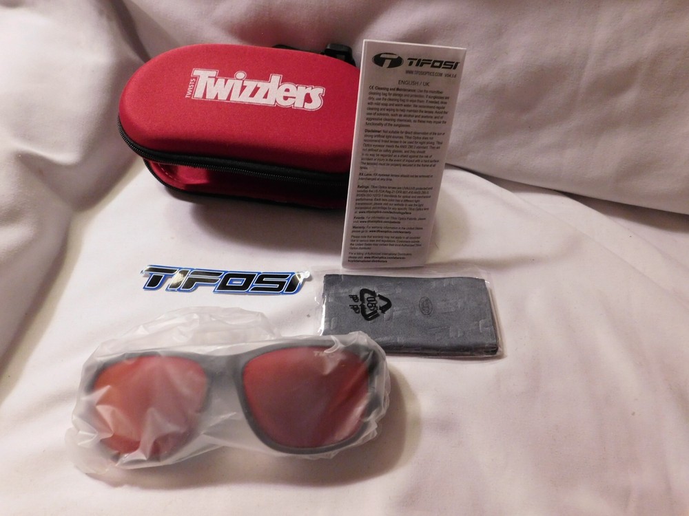 Tifosi Swank XL Sunglasses Satin Vapor/Smoke Red with Tizzlers Branded Case
