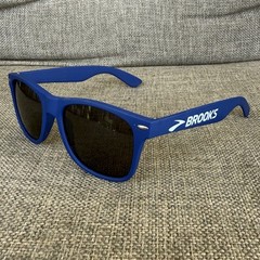 Brooks Running Sunglasses Blue White Logo Spellout Lightweight Square Shades