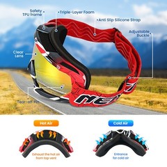 Dirt Bike ATV Goggles for Adults – Motocross OTG UV400 Anti-Fog Protection