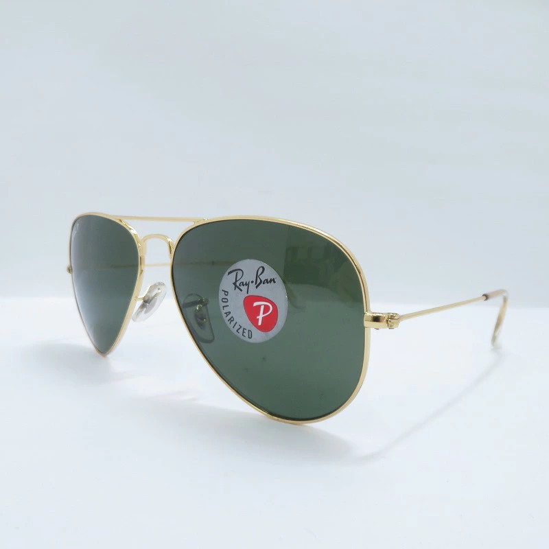 Used RAY BAN Ray Ban AVIATOR Polarized Lens Sunglasses RB3025 Size 58 14 Gold Se