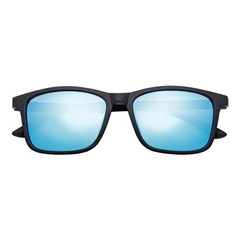 COMMUTER – Polarized Horn Rimmed Matte Black Sunglasses Blue Mirror