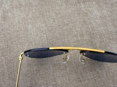 Ray-Ban RB3791 Rimless Aviator Sunglasses, Gold Frame, Solid Blue Lens