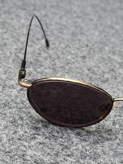 Metal Oval Sunglasses Mens One Size Gold Frame Brown Lenses Wire Rim Classic