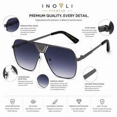 Premium Aviator Sunglasses UV400 Metal Frame Designer Style by INOVLI Eyewear