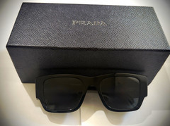 PRADA PR 10ZS L(54-20) Black Rectangle Sunglasses Gray Tinted Lenses UV400