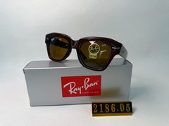 Ray-Ban RB2186 State Street Sunglasses, Dark Brown Frame, Brown G-15 Lens